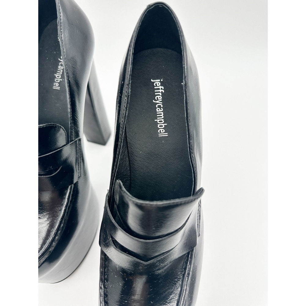 Jeffrey Campbell Long Last Platform Penny Loafers in Black Size 8.5 whimsigoth - Picture 9 of 15